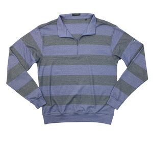 Turtleson Sweater Mens M Medium Blue Striped Quarter Zip Stretch Light Pullover